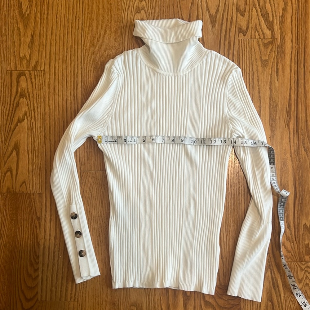 Anthropologie Cream Ribbed Cowl Neck Sweater